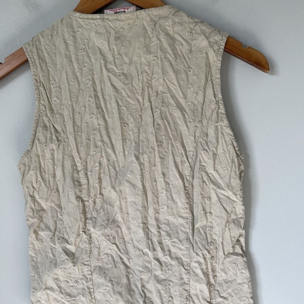 Faded Glory Vintage 1990's Embroidered Tank Cottagecore 100% Cotton Beige Size S - Picture 4 of 9